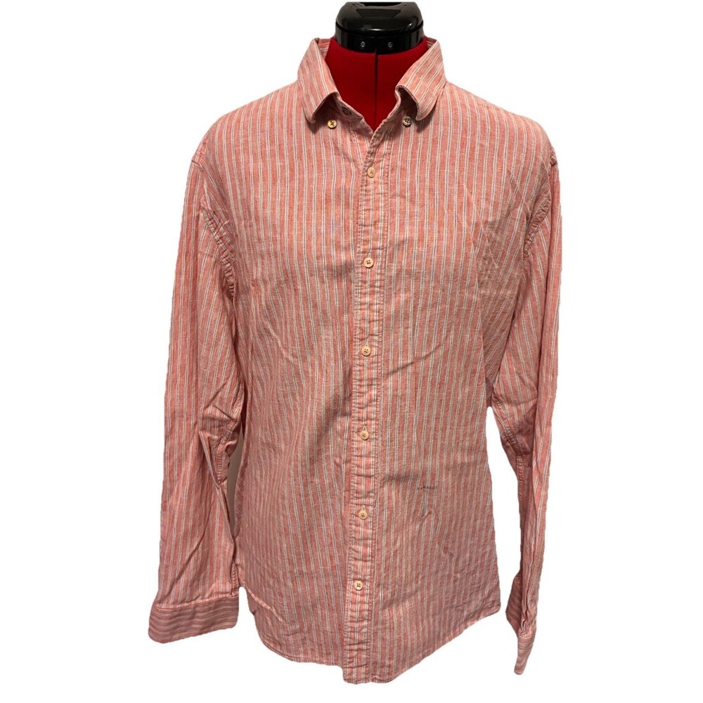 Rare Rabbit Men’s Pink Striped Polo Shirt Size XL
